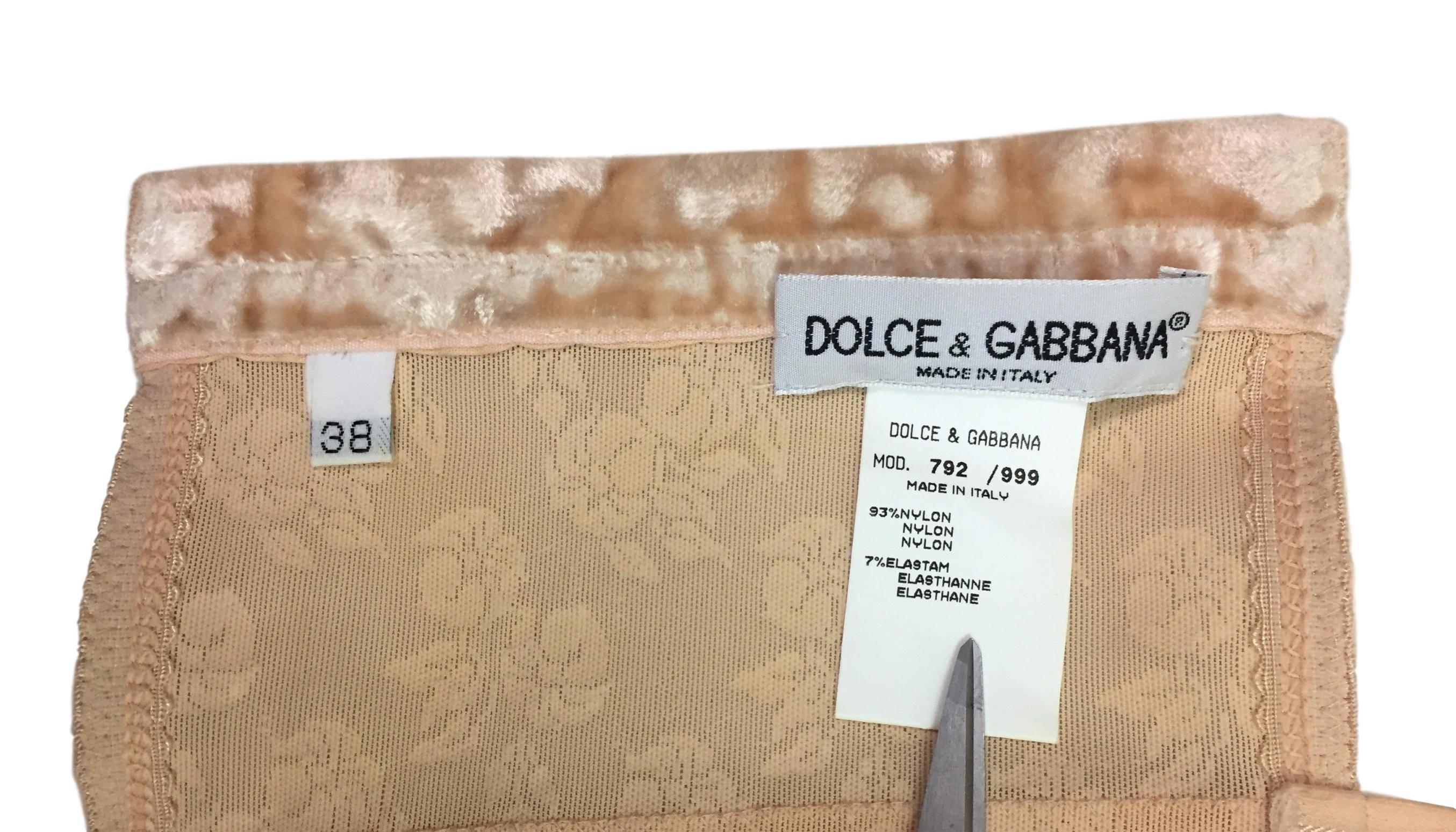 F/W 1996 Dolce & Gabbana Runway Nude Corset & Sheer Silk Leopard Skirt Set 38 1