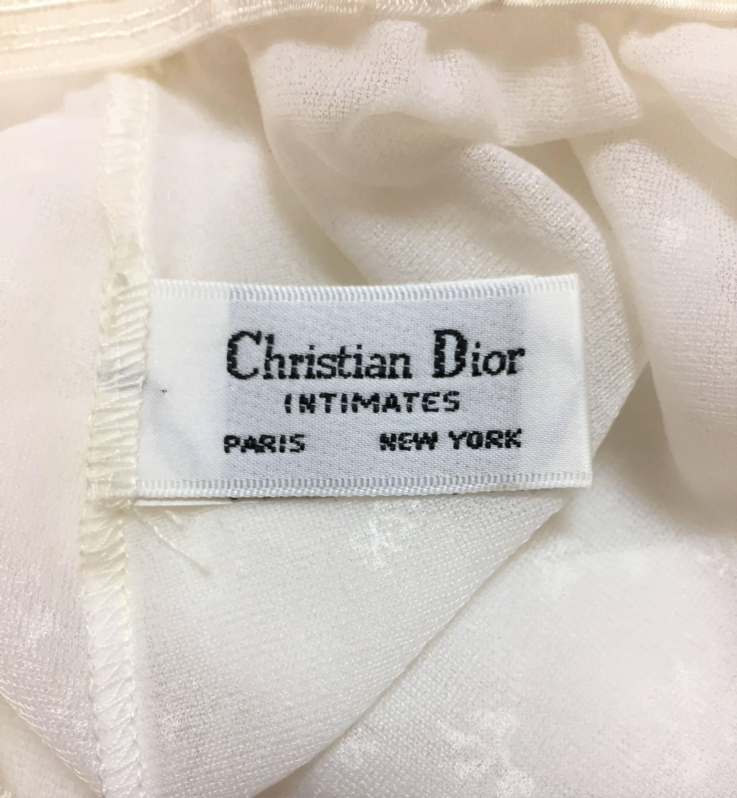 Gray 1990s Christian Dior Monogram Logo Sheer Ivory Mesh Slip Skirt