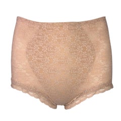 Vintage 1980's Christian Dior Nude Sheer Mesh Lace Pin-Up High Waist Panties