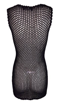 2001 Dolce & Gabbana Black Sheer Fishnet Mesh Mini Dress 40 XXS-M