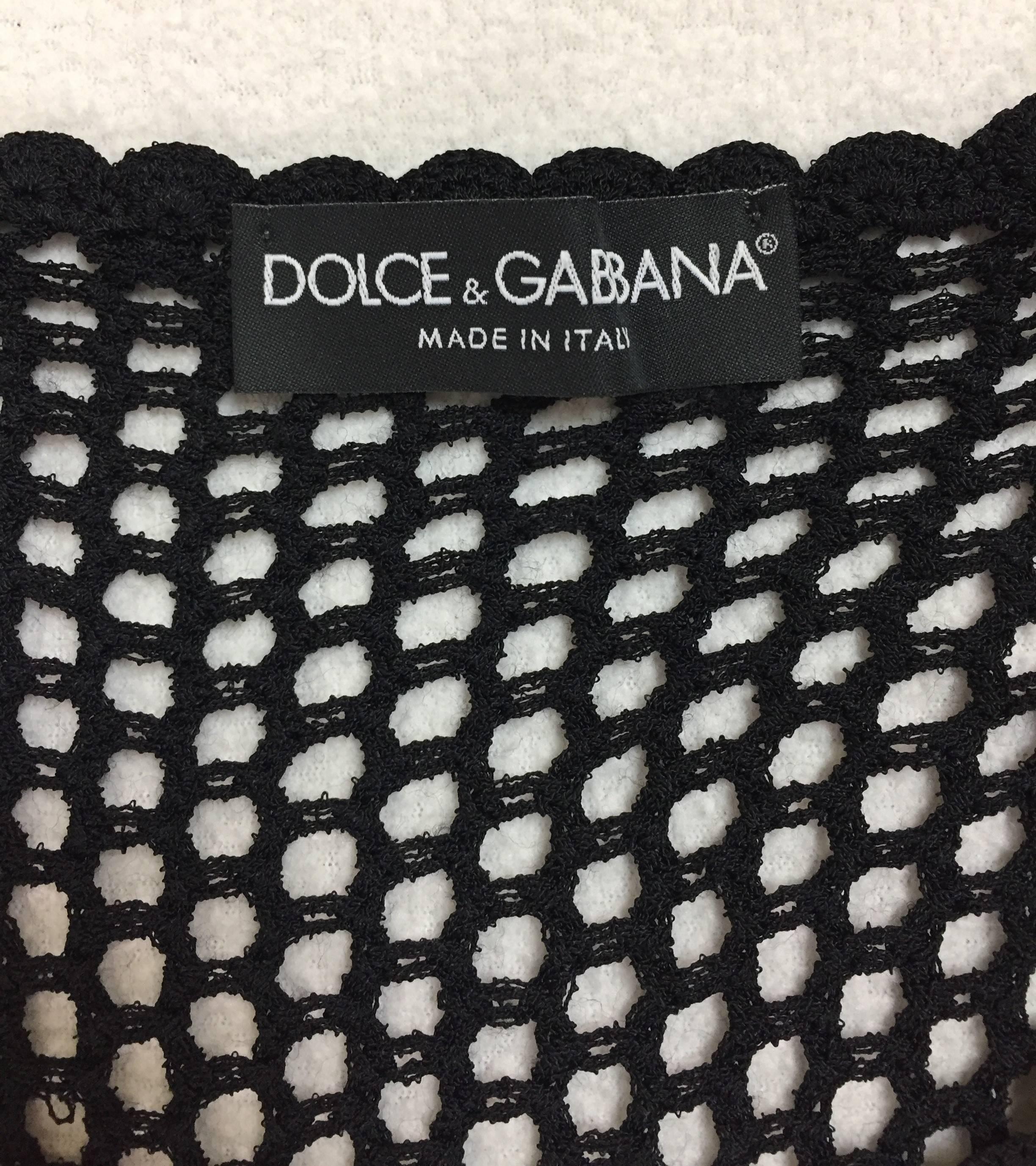2001 Dolce & Gabbana Black Sheer Fishnet Mesh Mini Dress 40 XXS-M In Good Condition In Yukon, OK