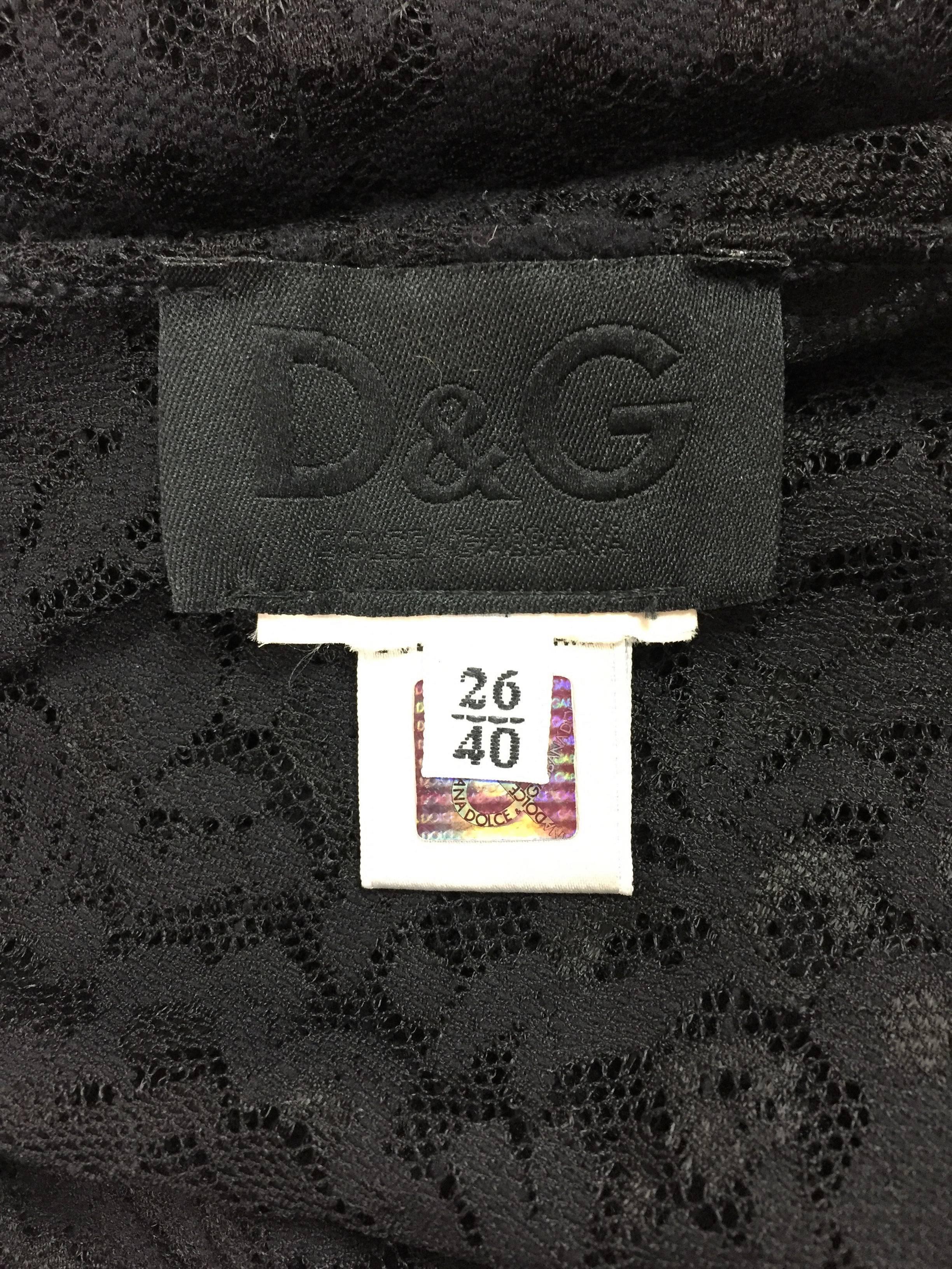 Women's 1990's D&G by Dolce & Gabbana Black Sheer Lace Mesh Pin-Up Wiggle Dress