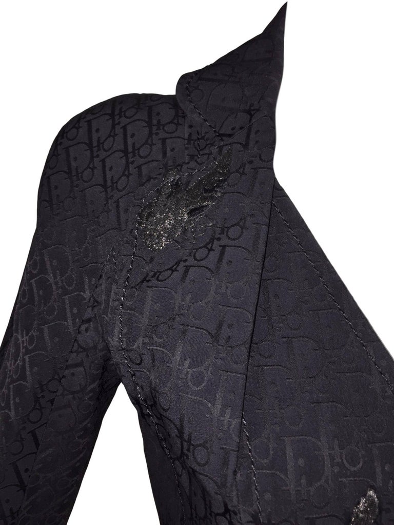 Christian Dior F/W 2005 Black Monogram Logo Pin-Up Bar Jacket Skirt Suit at  1stDibs