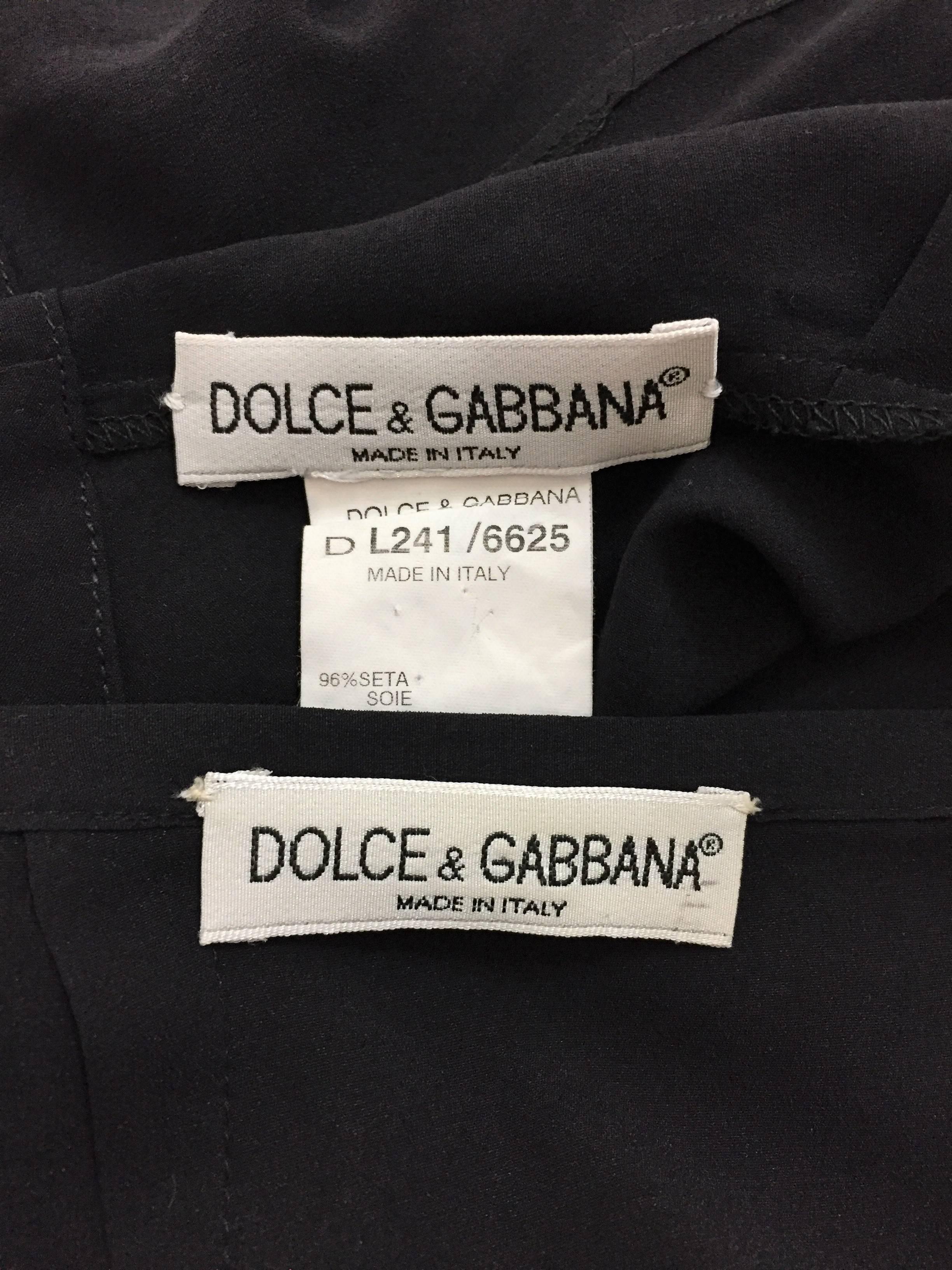 Dolce & Gabbana Sheer Black Silk Crop Top and Slit Zipper Skirt Set, S/S 1996 1