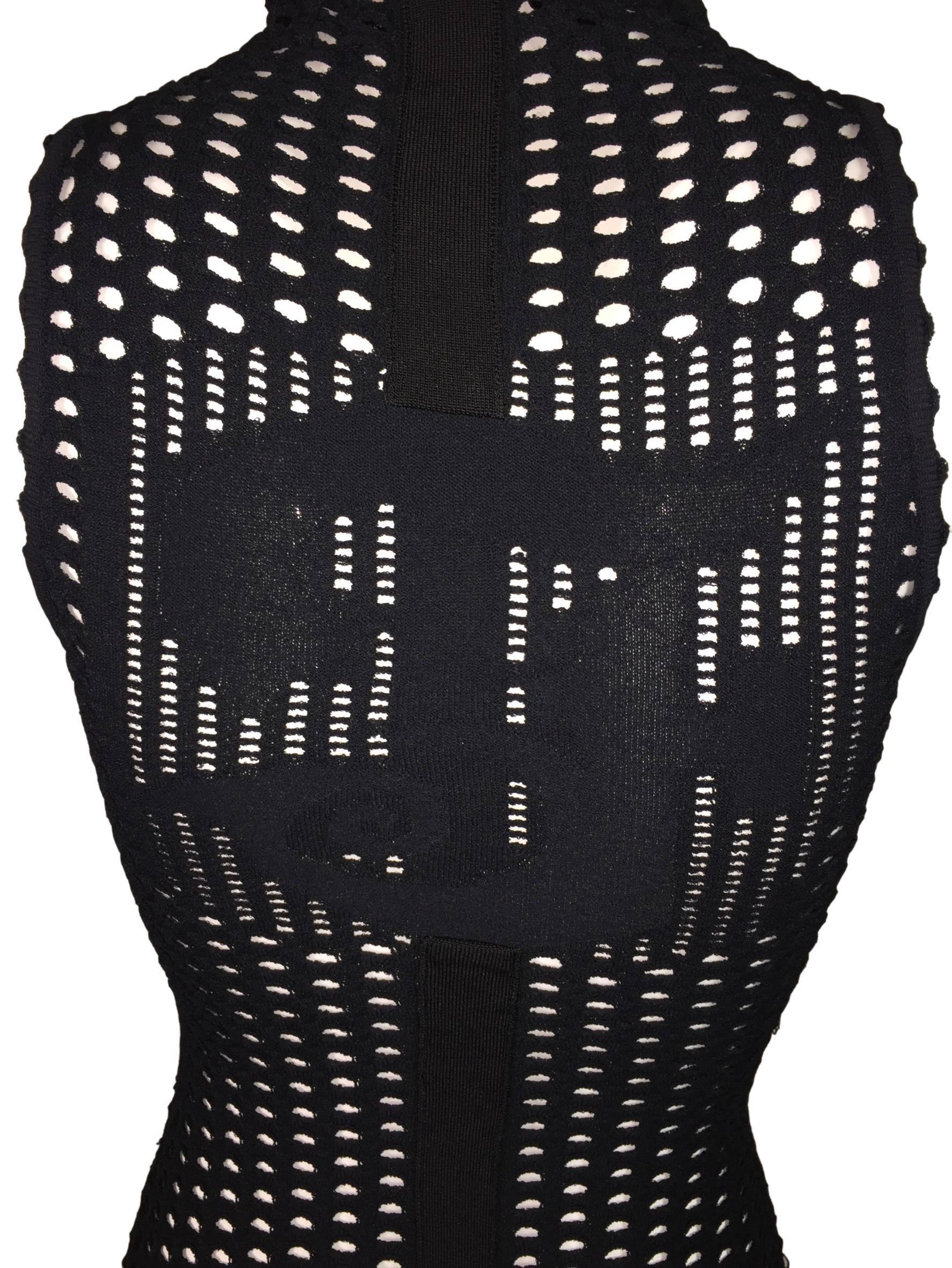 Gianfranco Ferre Sheer Black Fishnet Mesh Bodycon Logo Dress, F/W 2000  In Excellent Condition In Yukon, OK