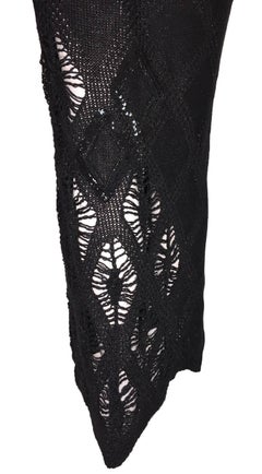 F/W 2002 NWT Gianfranco Ferre Sheer Knit Beaded Sequin L/S Long Gown Dress