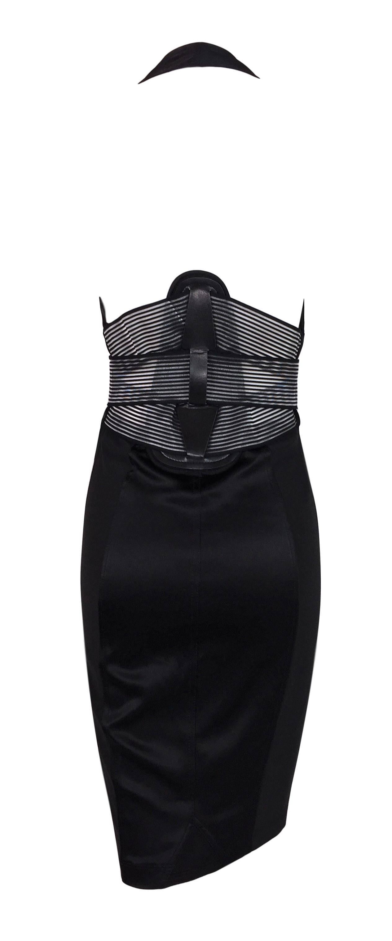 Jean Paul Gaultier Black Kimono Corset Plunging Wiggle Pin-Up Dress, 2000s  In Excellent Condition In Yukon, OK