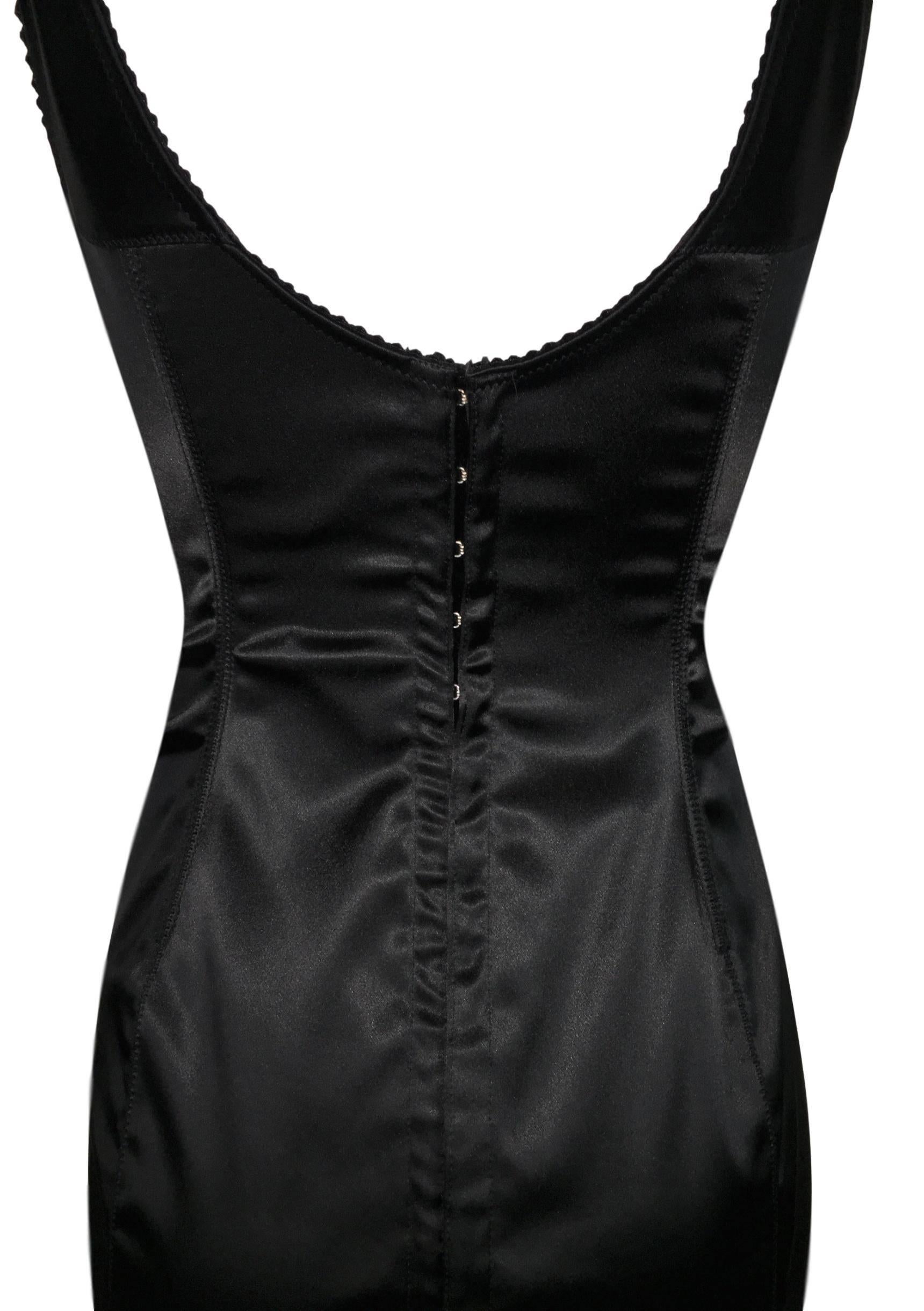 Dolce & Gabbana Black Corset Pin-Up Wiggle Dress, 1996  In Good Condition In Yukon, OK