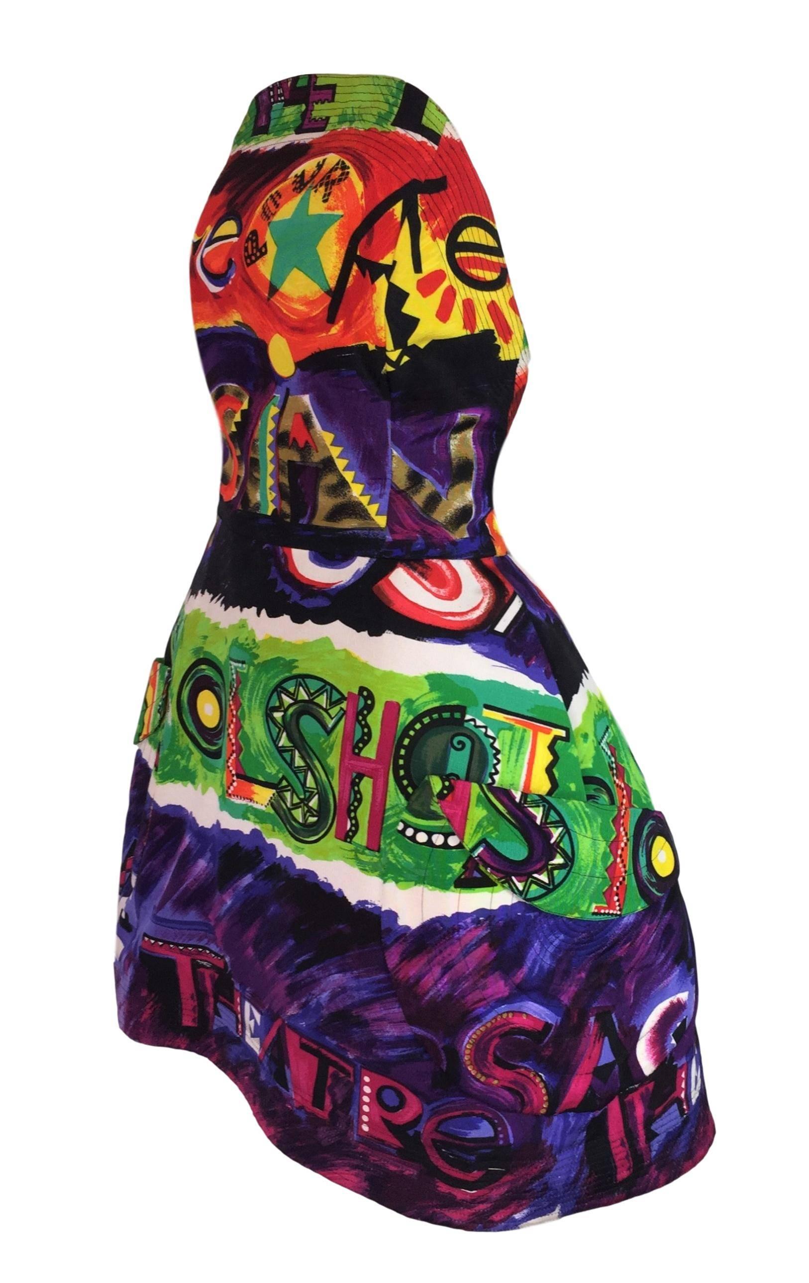 DESIGNER: S/S 1991 Gianni Versace- has handmade couture details including a separate waist band attached inside and puffy crinoline pockets to help give the puffed avant garde look. This same dress was worn on the runway. 

Please contact for more