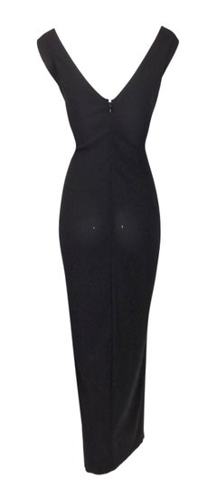 1998 Dolce & Gabbana Sheer Black Silk Wide Neck Pin-Up Wiggle Dress