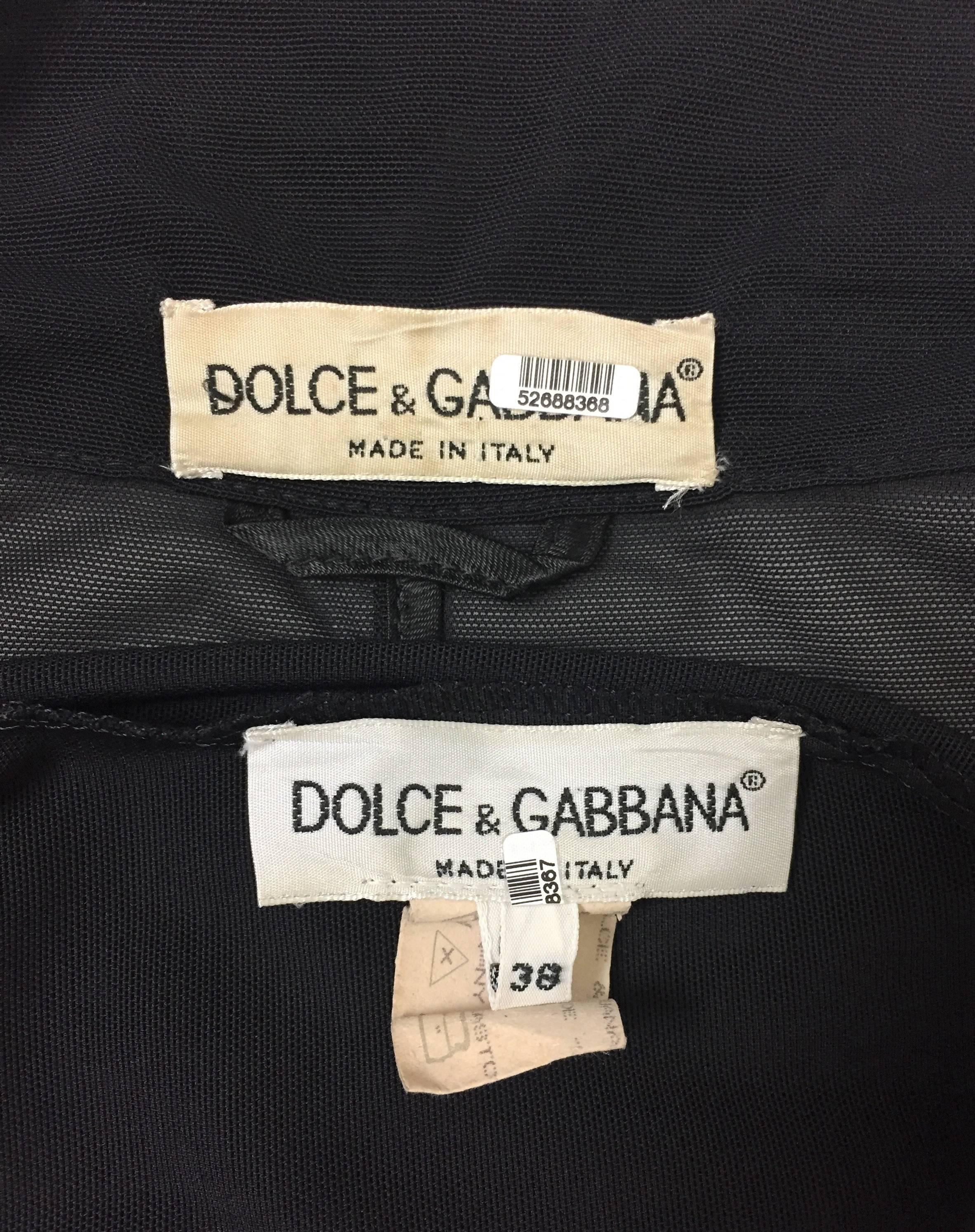 Women's S/S 1995 Dolce & Gabbana Pin-Up Sheer Black Mesh Jacket Long Skirt & Mini Set