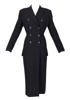 F/W 1992 Jean Paul Gaultier Black Coat Dress Jacket w/ Large Butt Pockets