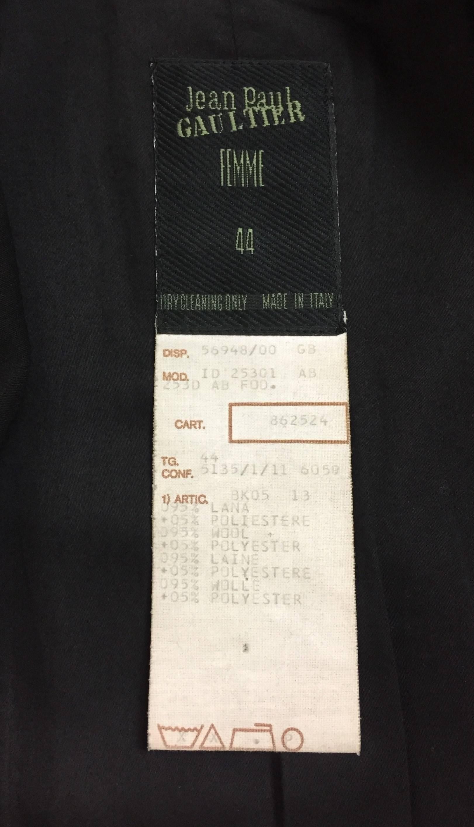 F/W 1992 Jean Paul Gaultier Black Coat Dress Jacket w/ Large Butt Pockets 1