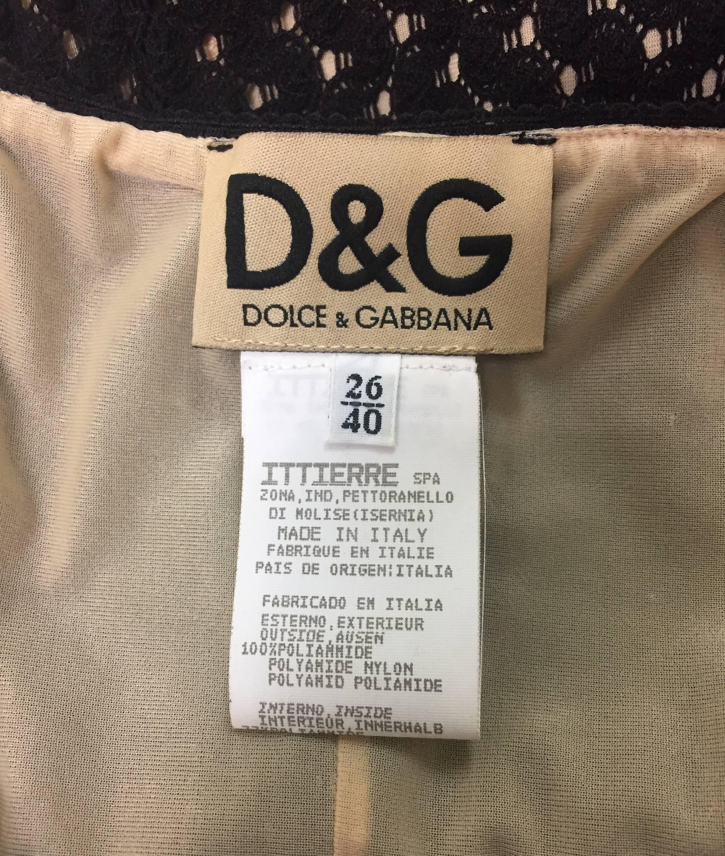 1990's D&G by Dolce & Gabbana Sheer Black Knit Fishnet Mesh Dress w Mary Charm In Good Condition In Yukon, OK