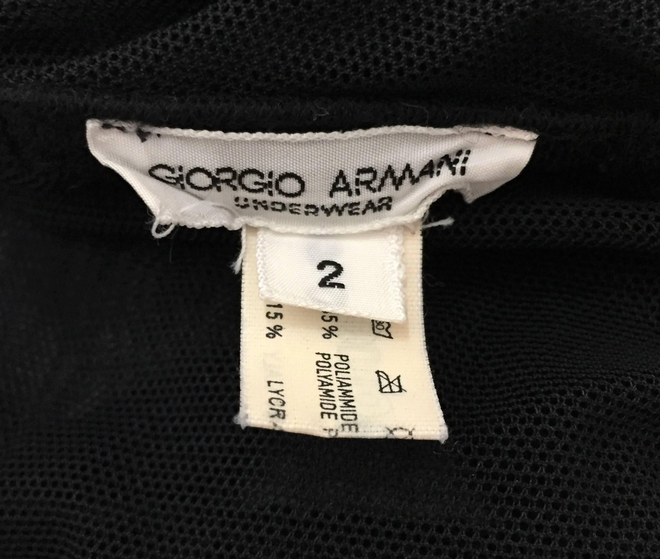 1990's Giorgio Armani Sheer Black Mesh Strapless Bodysuit Top In Good Condition In Yukon, OK