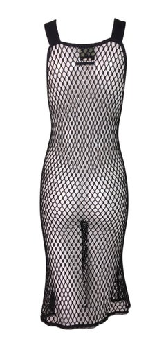 2001 Jean Paul Gaultier Sheer Black & Brown Fishnet Wiggle Dress