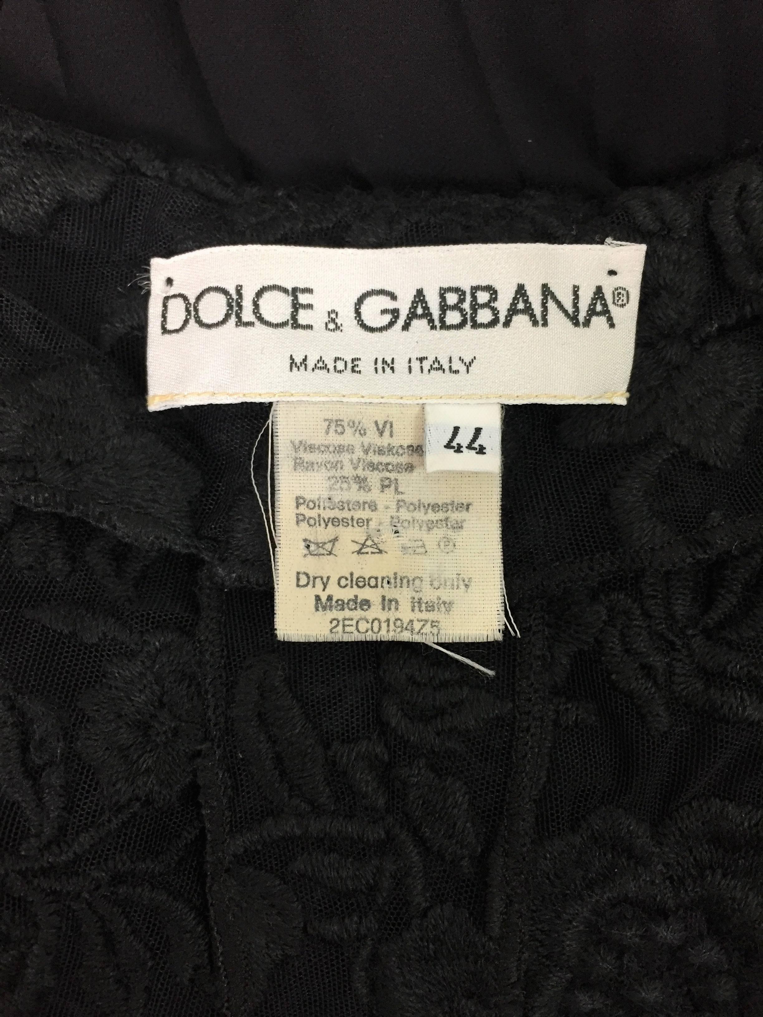 Women's Dolce & Gabbana Sheer Black High Waist Pin-Up Mesh Long Pleated Pants, 1993 