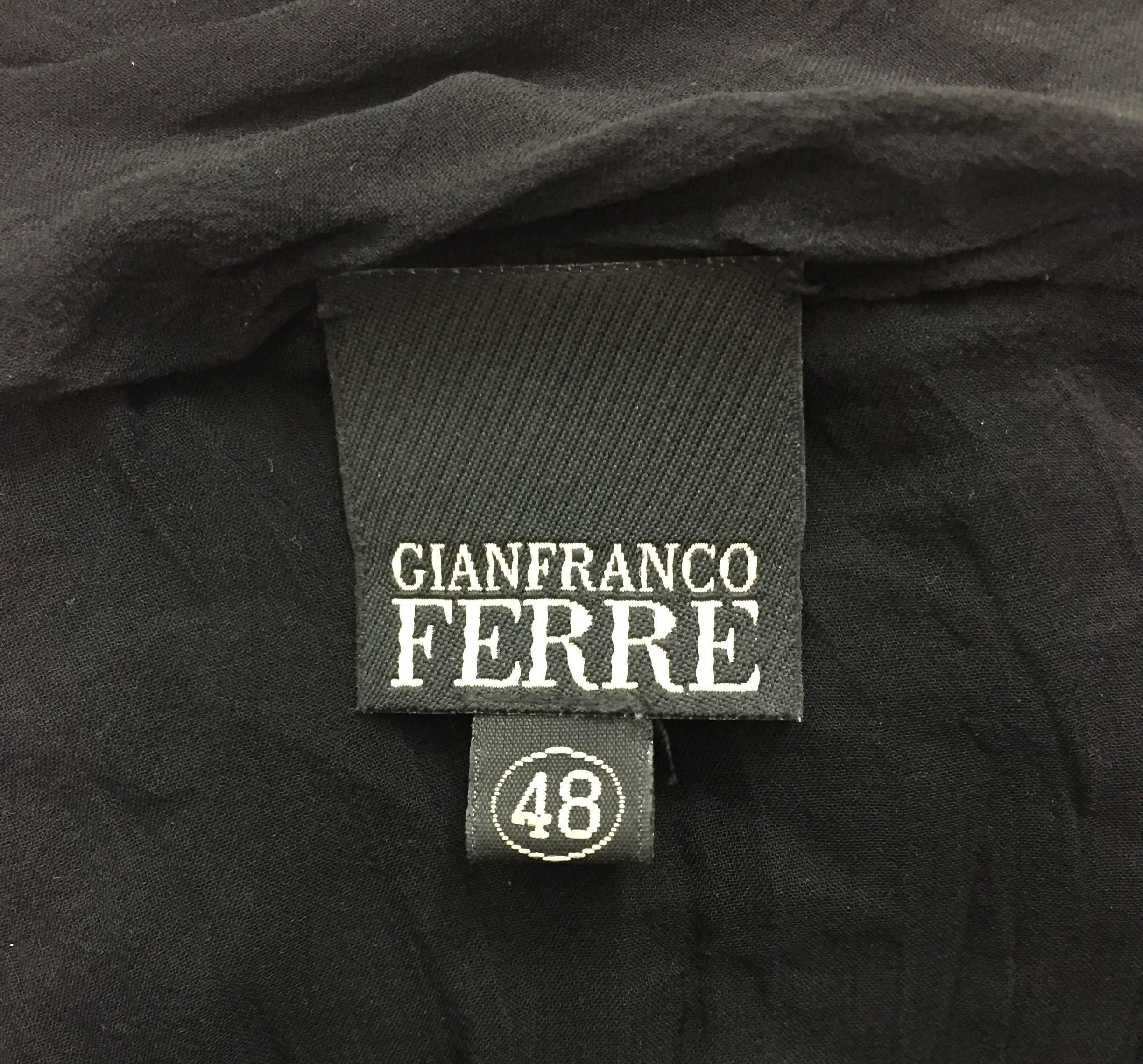 2000's Gianfranco Ferre Sheer Black Silk Pirate Asymmetrical Blouse Dress 3