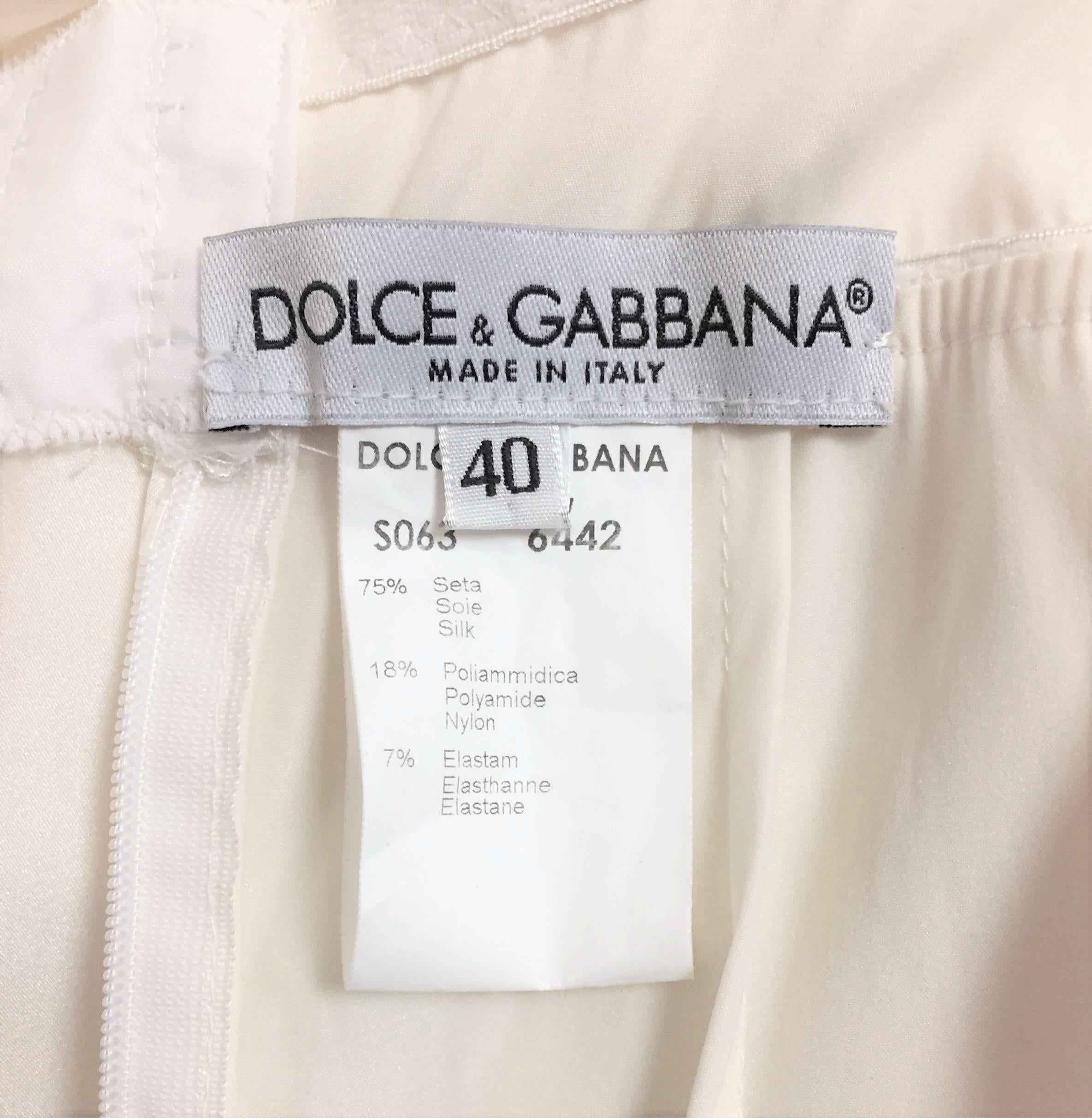 Gray 1996 Dolce & Gabbana Sheer Ivory Silk Stretch Satin Bra Pin-Up Wiggle Dress