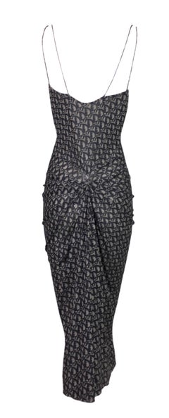 F/W 2000 Christian Dior Sheer Silk Monogram Gold CD Sex and the City Dress
