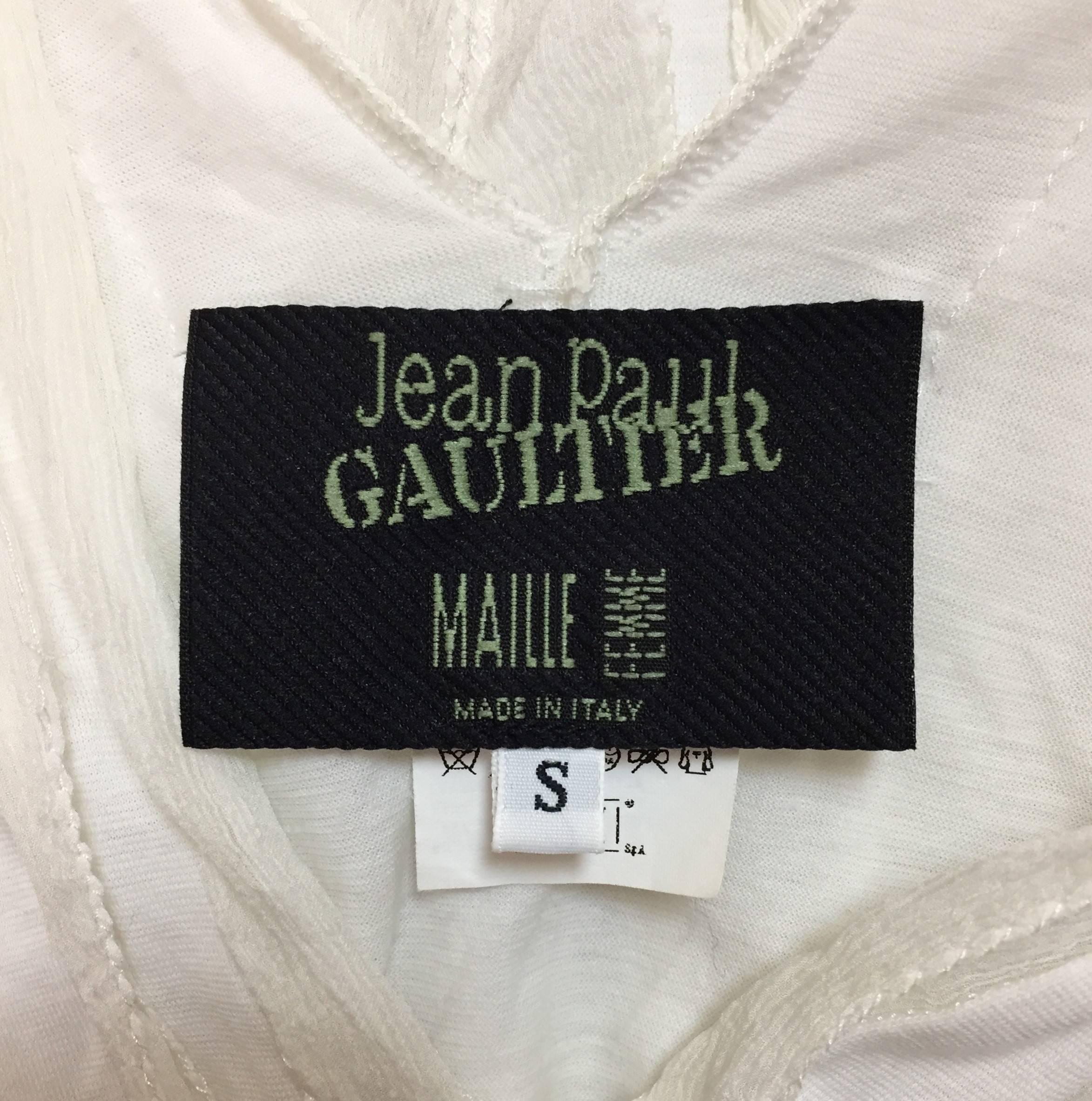 2000s Jean Paul Gaultier Semi-Sheer White Silk Fringe Mini Dress In Good Condition In Yukon, OK