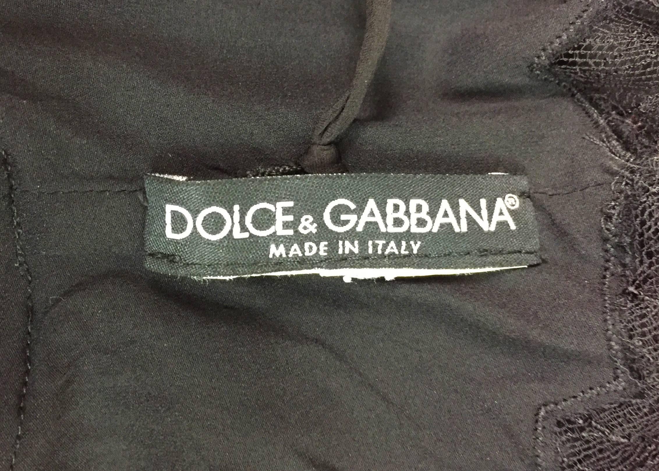 F/W 2004 Dolce & Gabbana Sheer Black Silk Mesh Lace Wiggle Dress 1