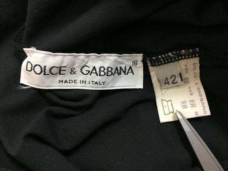 S/S 1991 Dolce and Gabbana Runway Black Sheer Off Shoulder Wiggle Mini ...