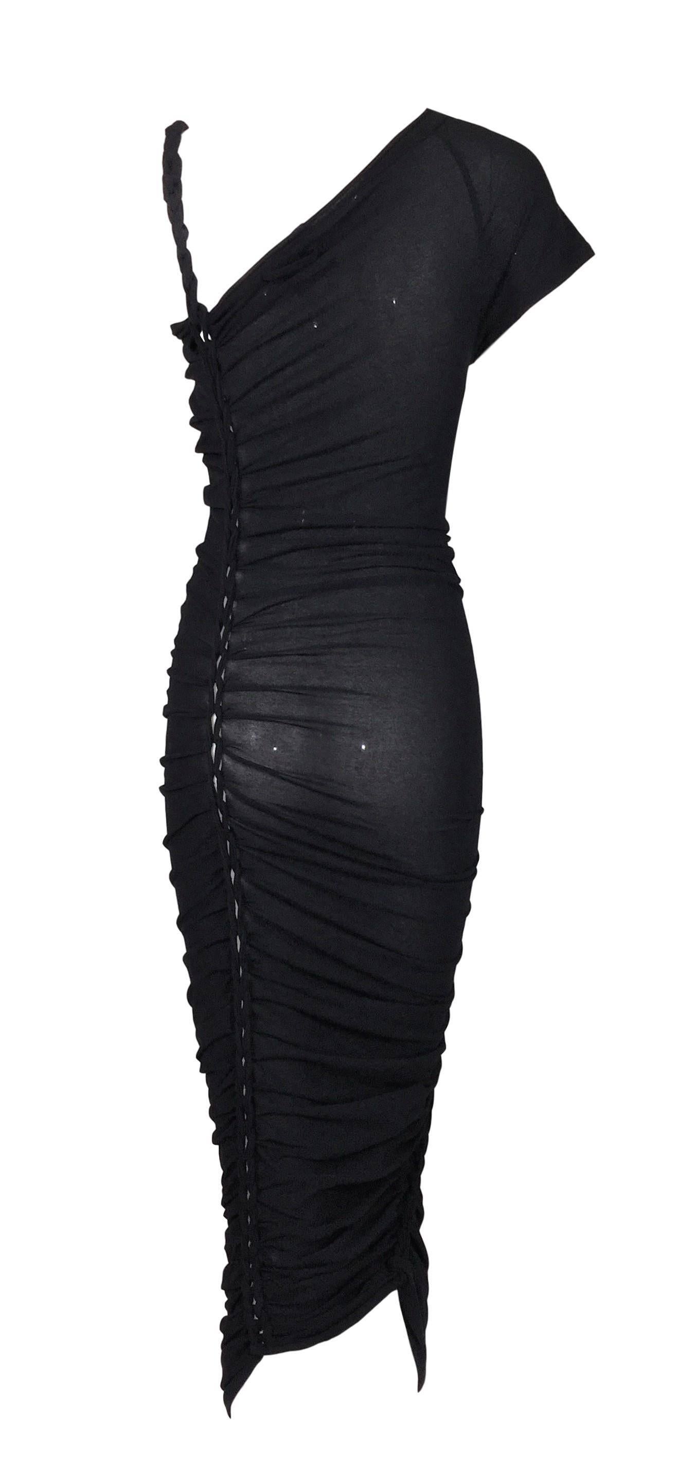 Jean Paul Gaultier Sheer Black Pin-Up Wiggle Dress, 2000s  In Good Condition In Yukon, OK