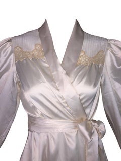Christian Dior Ivory Satin 1940s Style Old Hollywood Robe Dress, 1970s