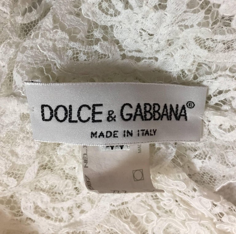 Dolce and Gabbana Sheer White Lace and Mesh Cropped Bridal Shrug Jacket ...
