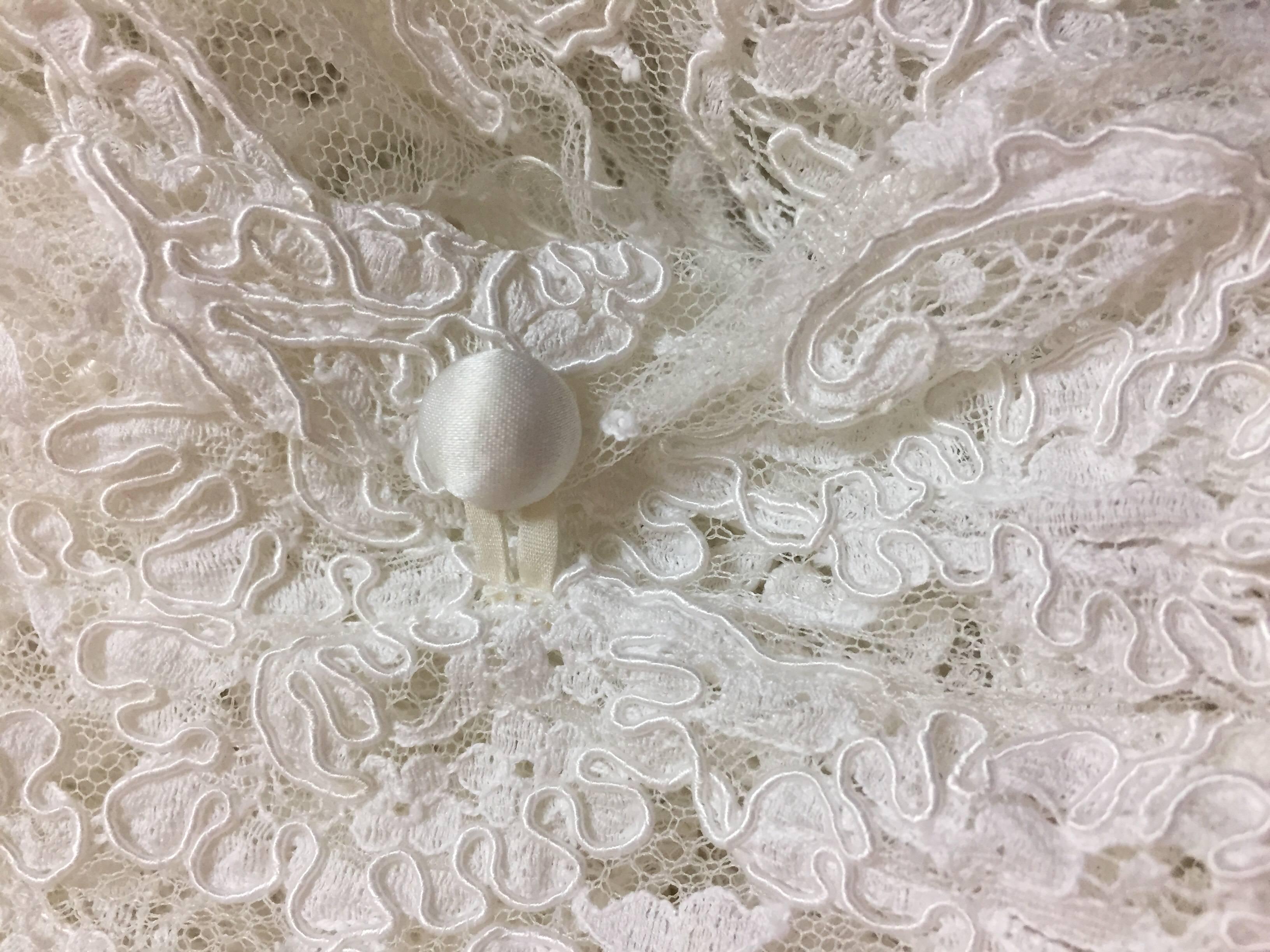 Women's Dolce & Gabbana Sheer White Lace and Mesh Cropped Bridal Shrug Jacket, 1992 