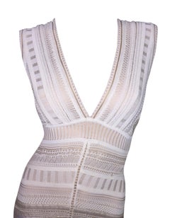 Gianfranco Ferre Sheer Ivory Knit Embellished Bridal Mermaid Gown Dress S/S 1998