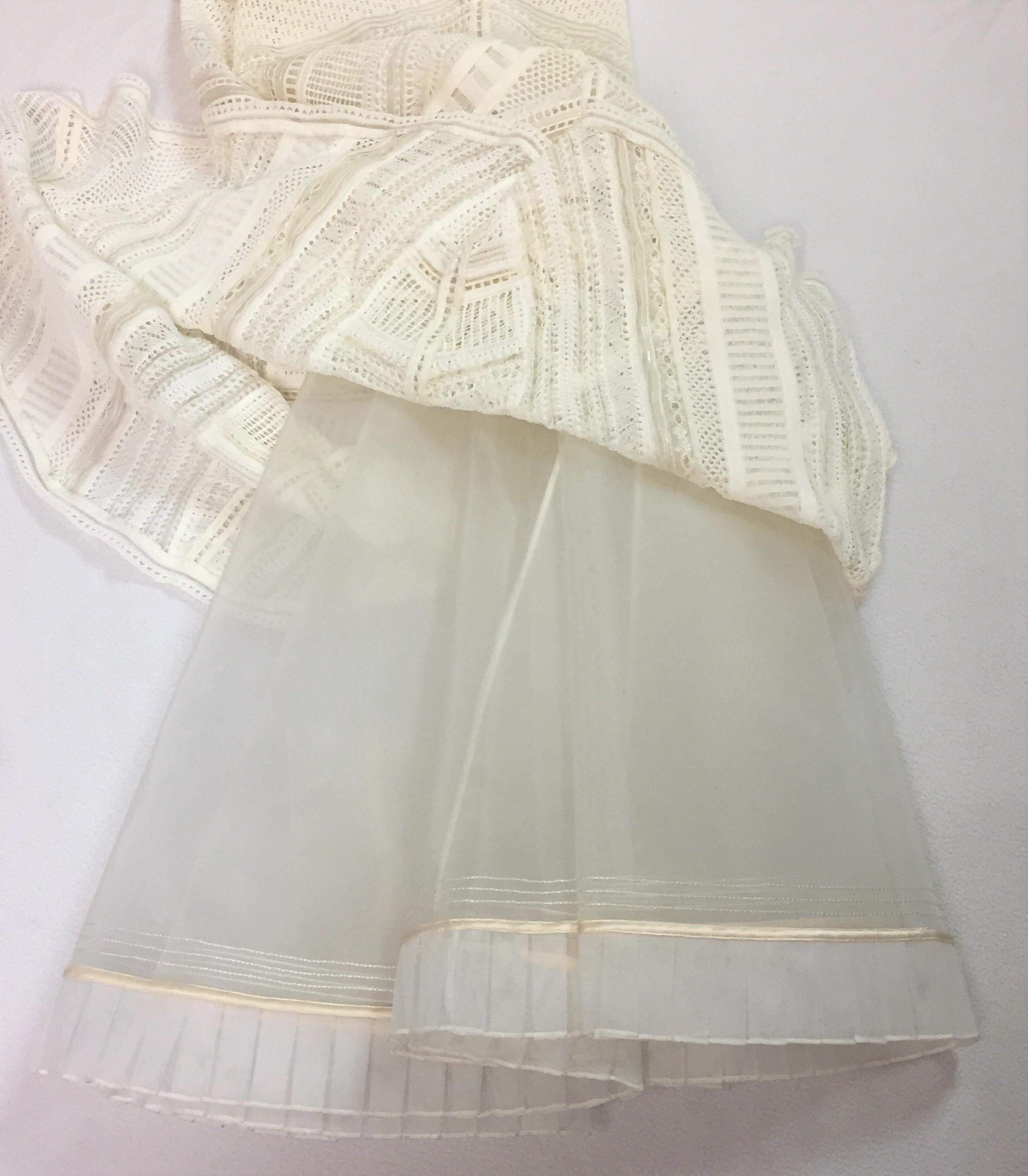 Gianfranco Ferre Sheer Ivory Knit Embellished Bridal Mermaid Gown Dress S/S 1998 3