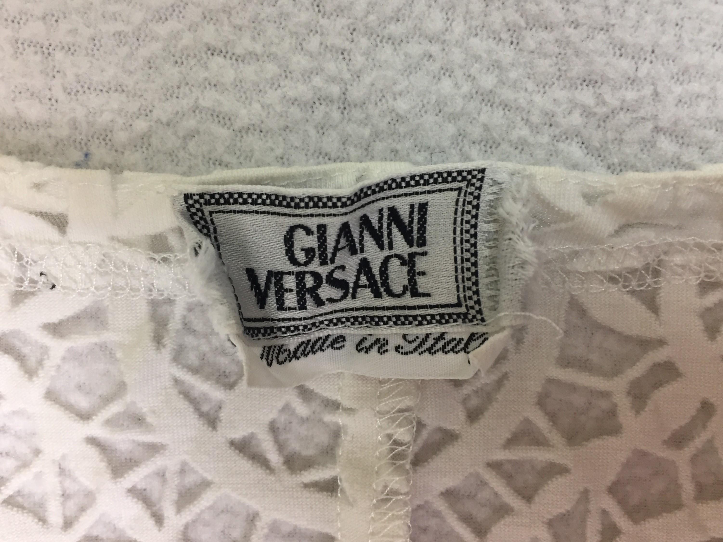 Gray S/S 1994 Gianni Versace Runway Sheer White Bodysuit Top