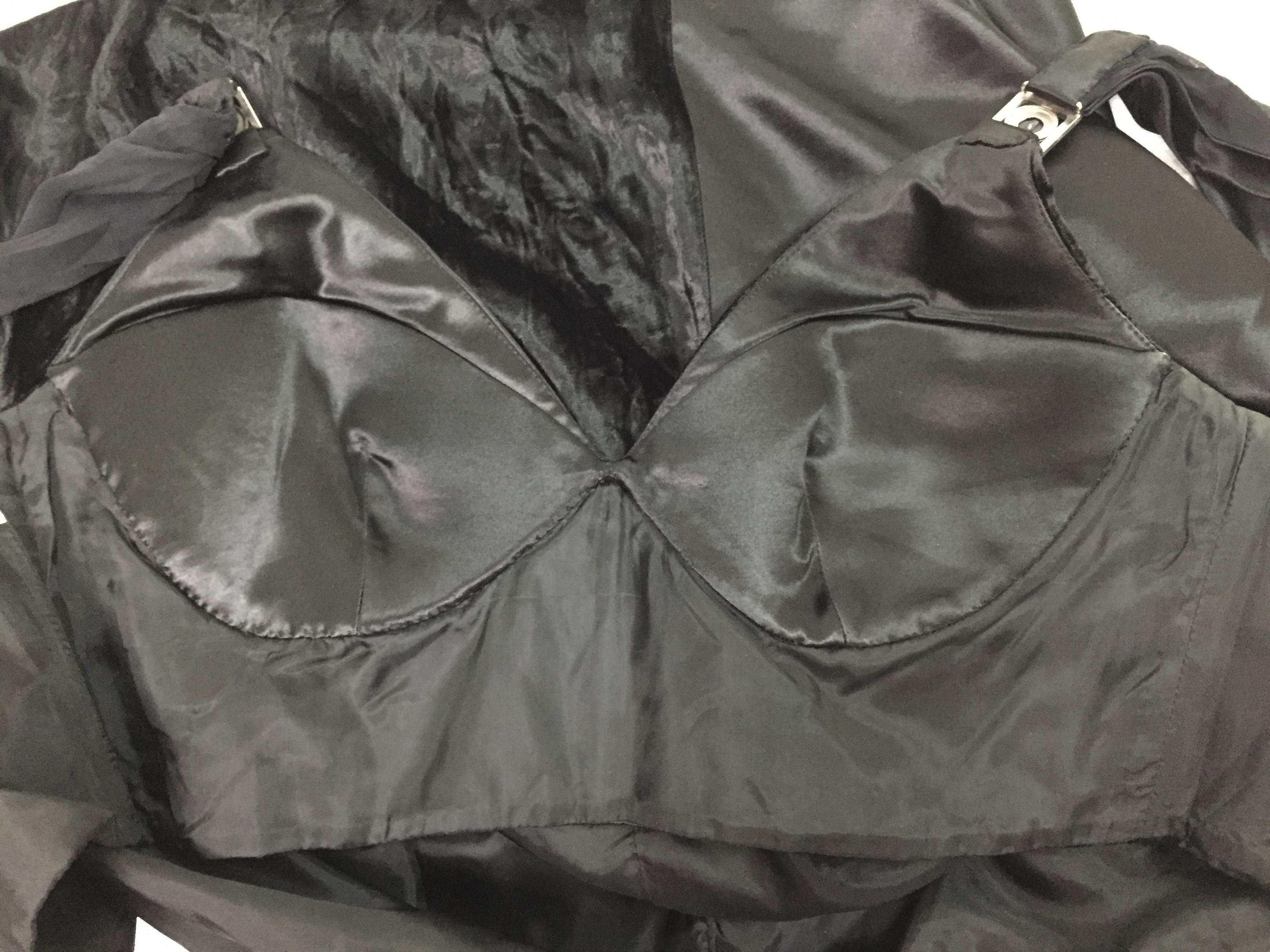 Women's S/S 1995 Gianni Versace Black Silk Velvet MOD Plunging Mini Dress