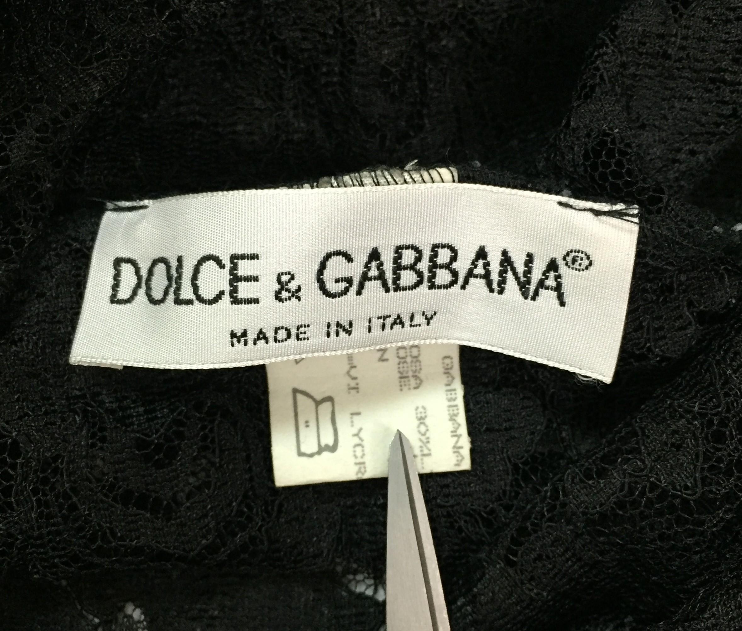 1993 Dolce & Gabbana Sheer Black Lace MOD 60's Style L/S Mini Dress In Excellent Condition In Yukon, OK