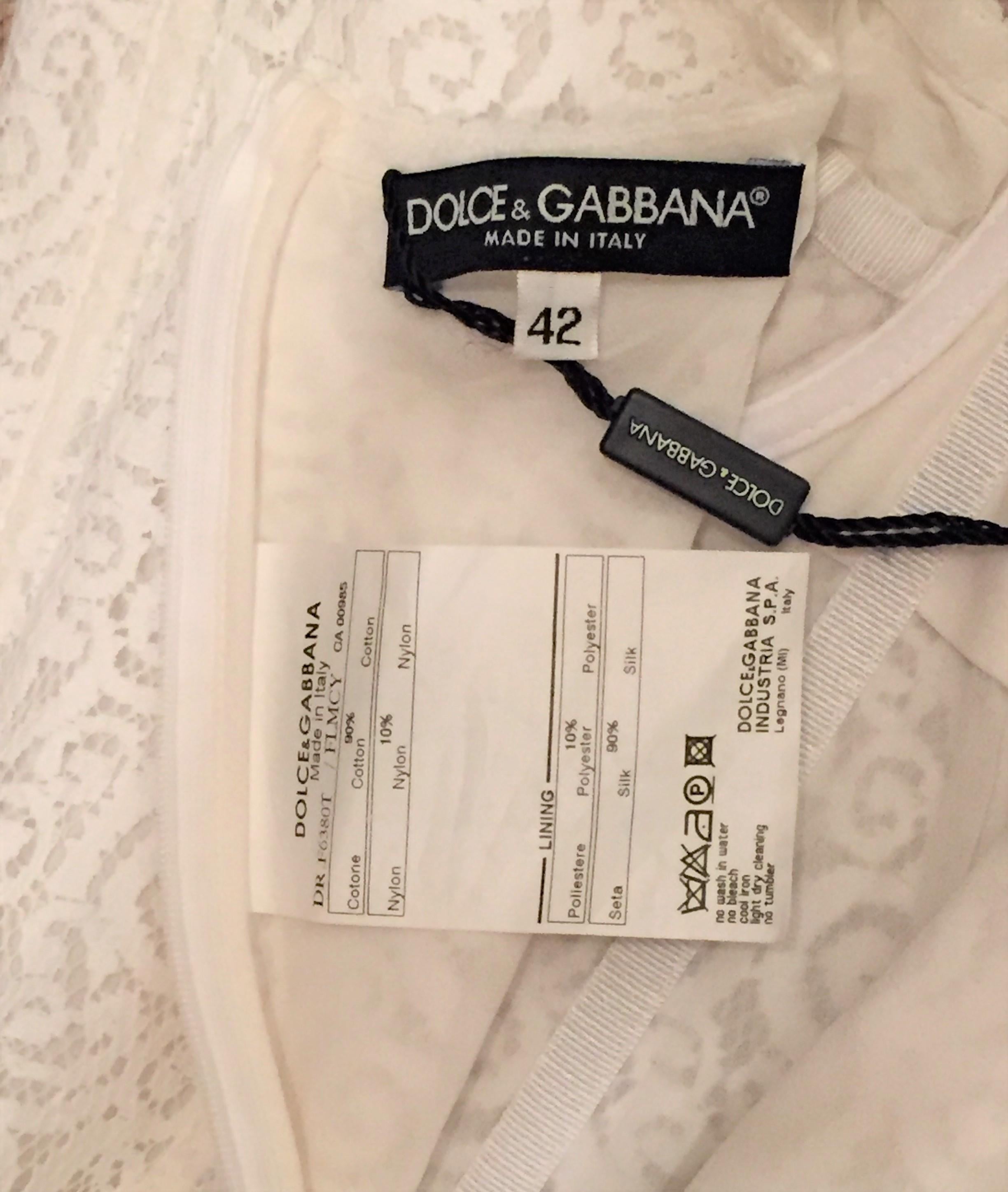 Gray Unworn 2005 Dolce & Gabbana Sheer Ivory Lace Stretch Bra Wiggle Dress