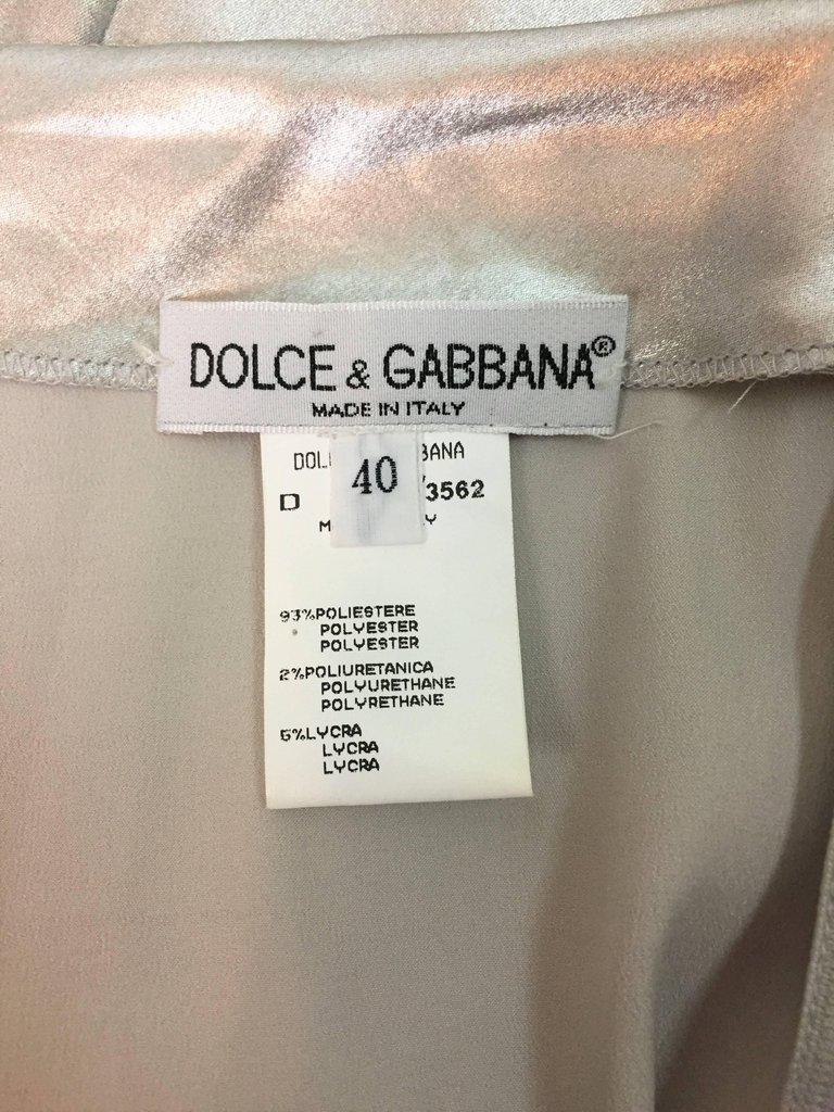 F/W 1998 Dolce and Gabbana Metallic Liquid Silver Bodycon Wiggle Skirt ...