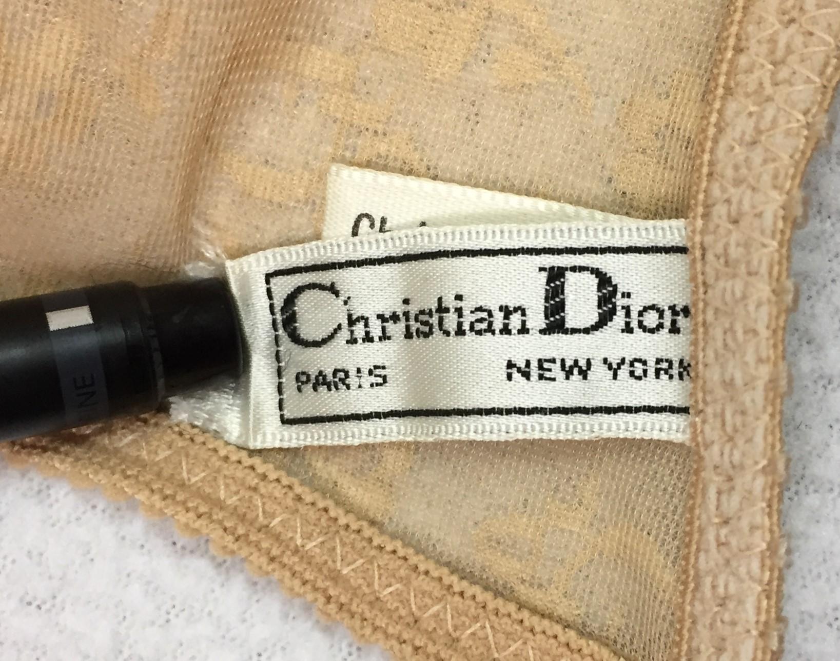 Women's Christian Dior Sheer Nude Mesh Monogram Convertible Bra Top, 1990s 