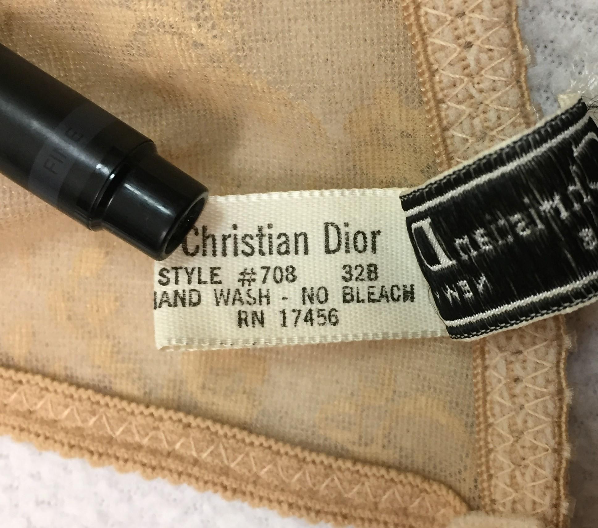 Christian Dior Sheer Nude Mesh Monogram Convertible Bra Top, 1990s  1