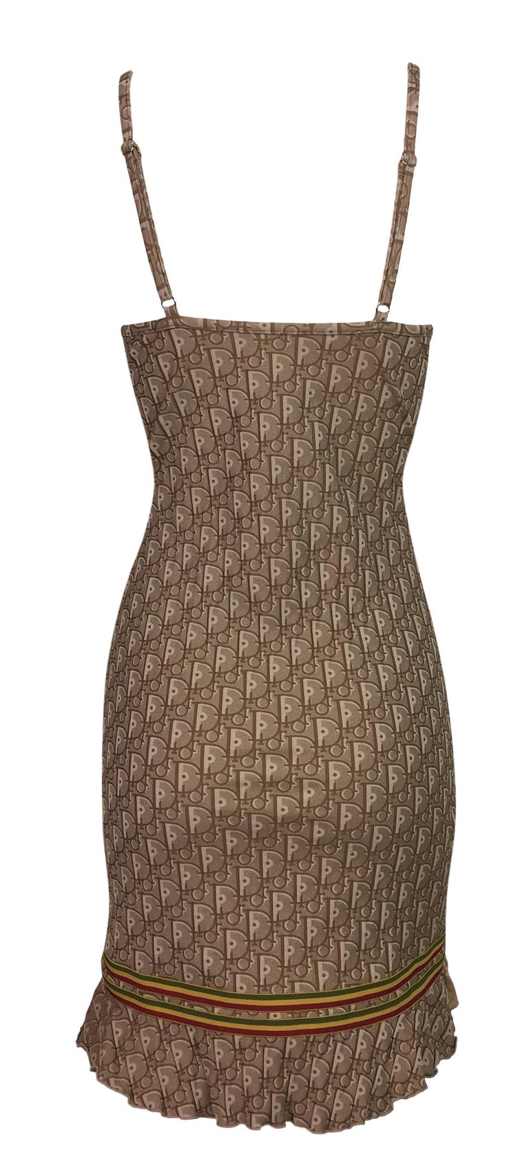 Christian Dior by John Galliano Rasta Monogram Sheer Mesh Tan Dress, 2004  at 1stDibs | dior rasta dress, christian dior sheer monogram dress, dior  monogram dress