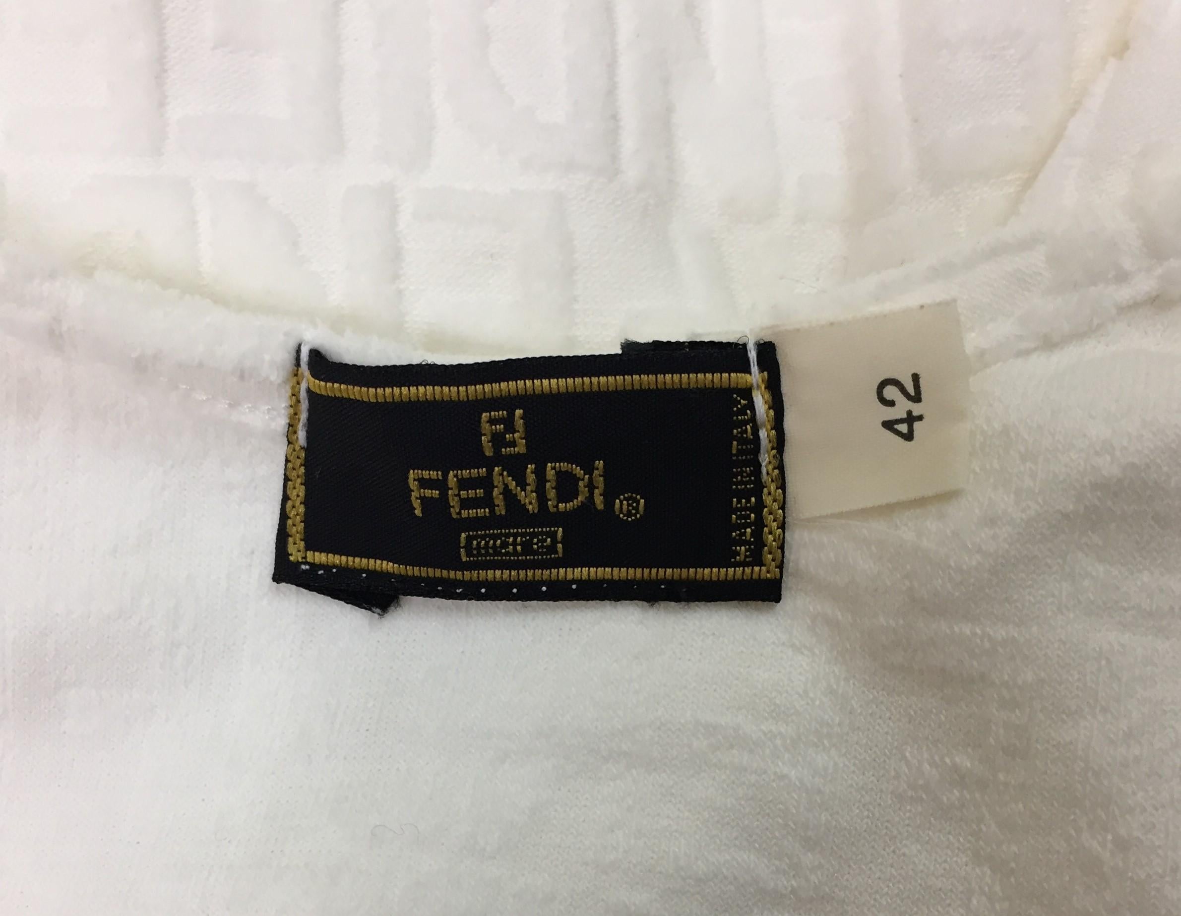 1990's Fendi Logo Zucca Monogram White 3D Plunging Dress In Good Condition In Yukon, OK