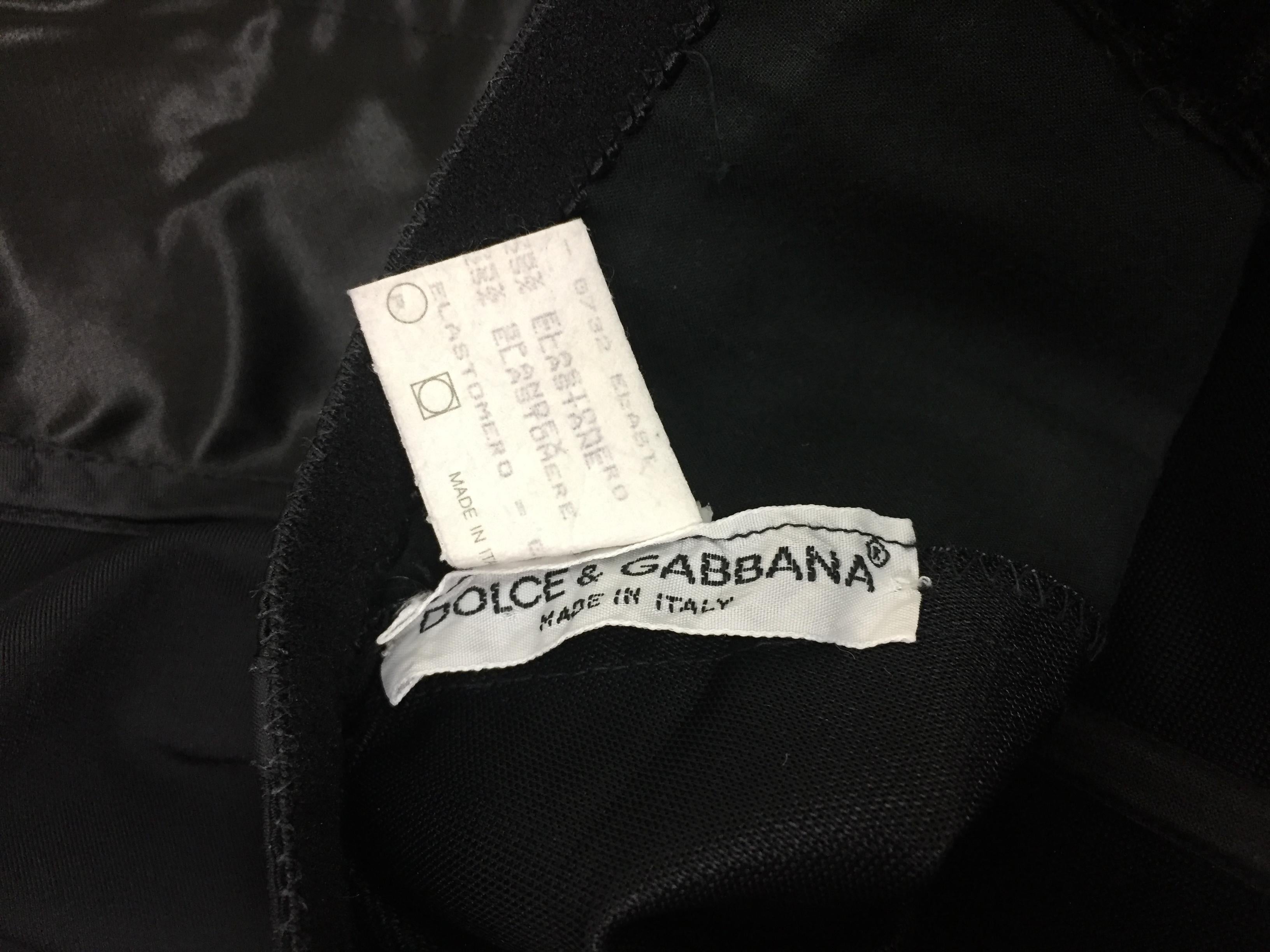 1992 Dolce & Gabbana Black Satin Corset Crop Top & High Waist Wiggle Skirt In Excellent Condition In Yukon, OK