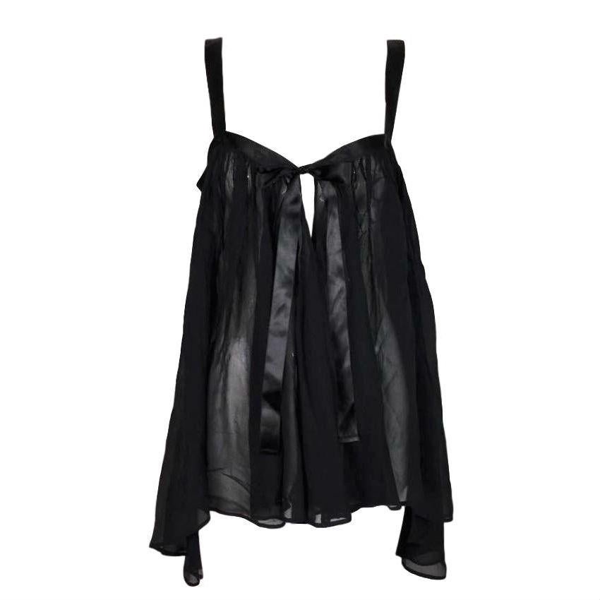 1990's Dolce & Gabbana Sheer Black Silk Babydoll Mini Dress Chemise Top