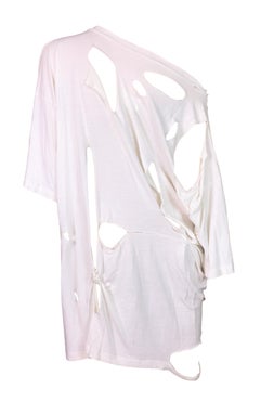 S/S 2009 Maison Martin Margiela Runway White Destroyed Shirt Dress S