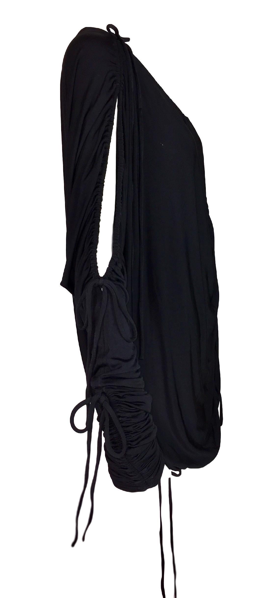 S/S 2003 Dolce & Gabbana Black Slouchy Off Shoulder Tunic Mini Dress In Good Condition In Yukon, OK