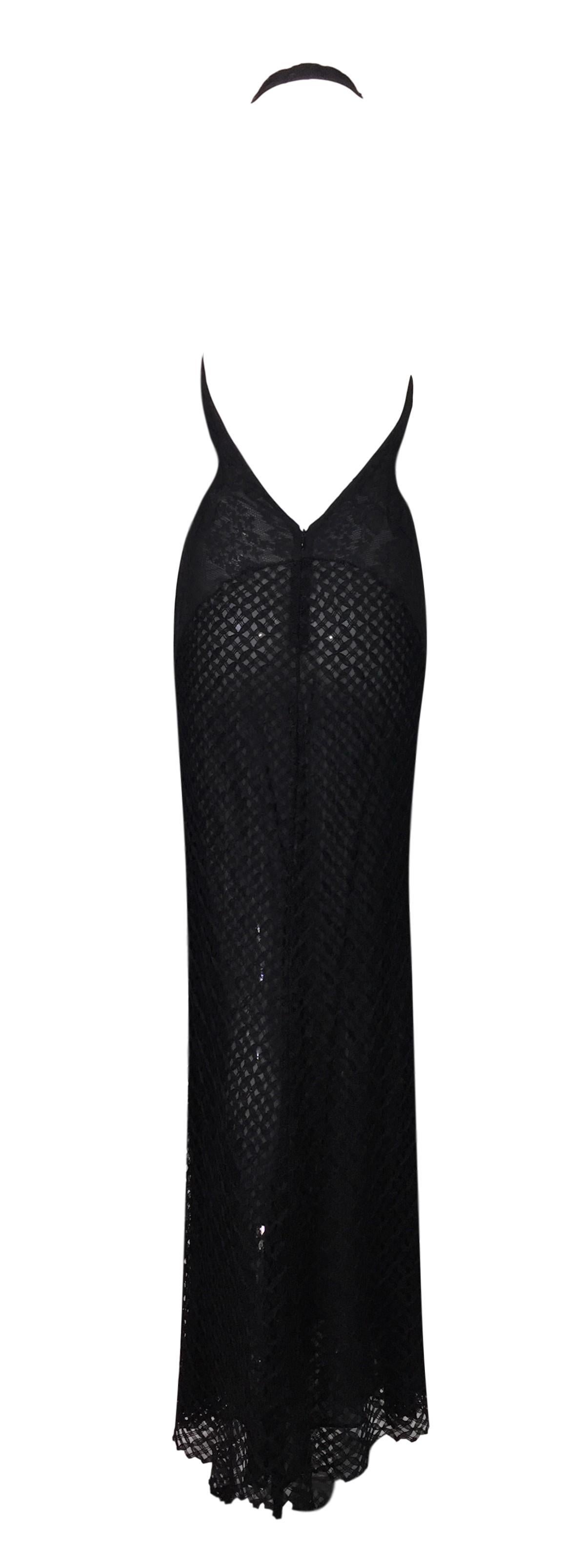 black lace halter dress