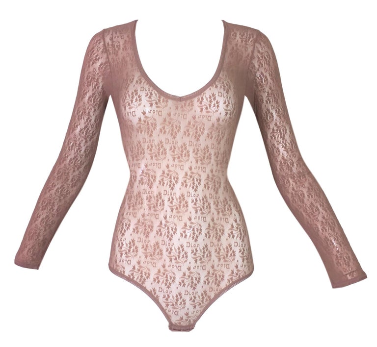 NWT 1990's Christian Dior Nude Tan Mesh Monogram Logo ...
