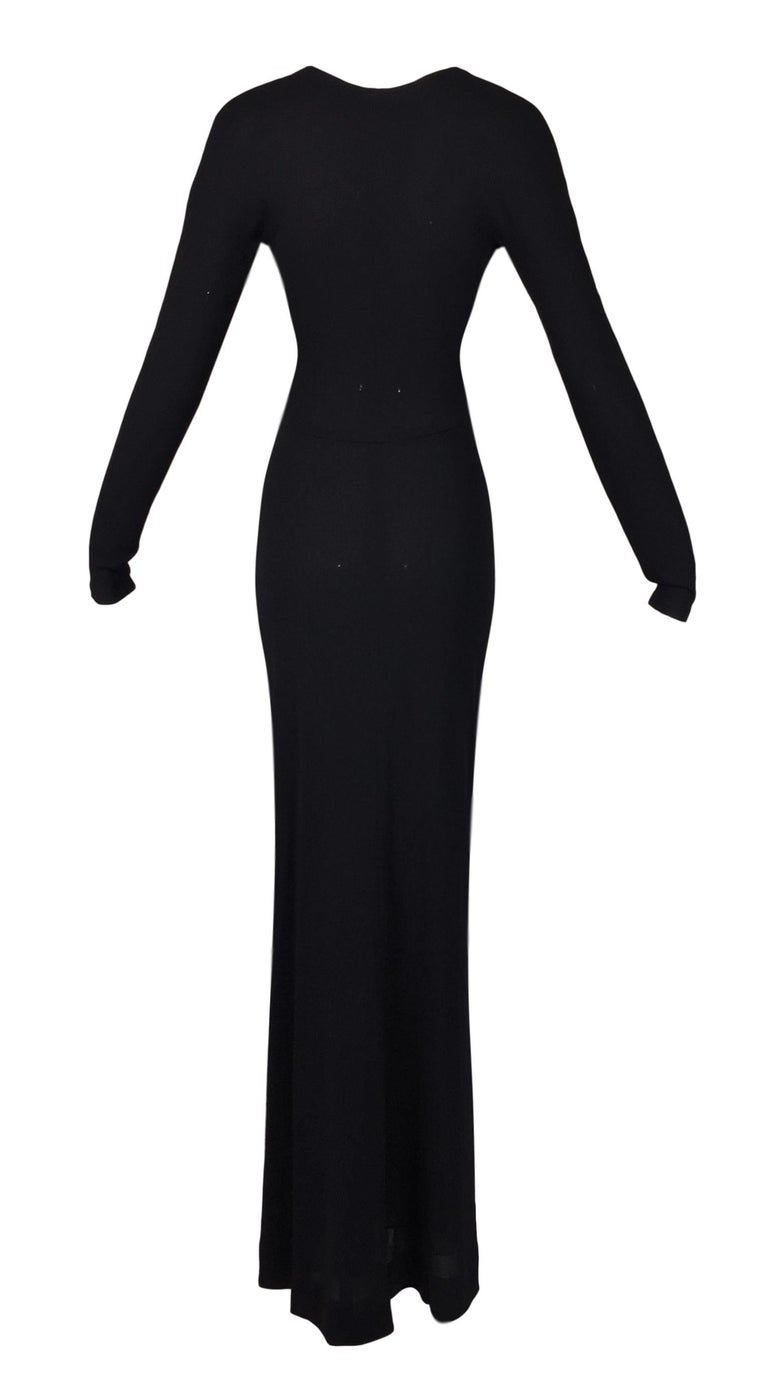 2002 Gucci by Tom Ford Long Black Cut-Out L/S Gown Dress at 1stDibs | stomach  cut out dress, stomach cutout dress, black cut out stomach dress