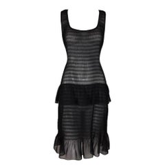 Retro 1970's Fendi does 1920's Sheer Black Drop Waist Flapper Style Dress